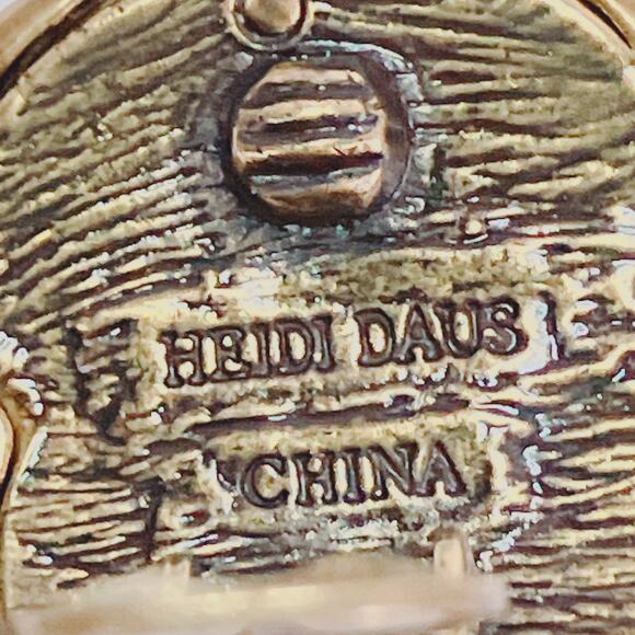 VTG Signed Heidi Daus Art Deco Revival Rhinestone Blue Clip Earrings Collectible - Picture 9 of 10